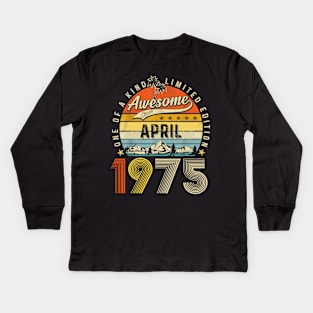 Awesome Since April 1975 Vintage 48th Birthday Kids Long Sleeve T-Shirt